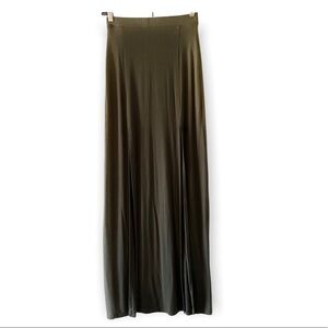 Forever 21 Womens Long Skirt Olive Green Pull On Straight Pencil Jersey